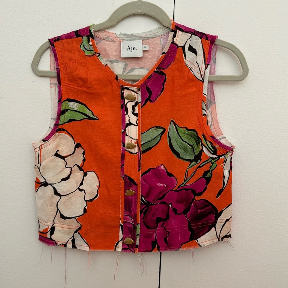 Aje linen floral top